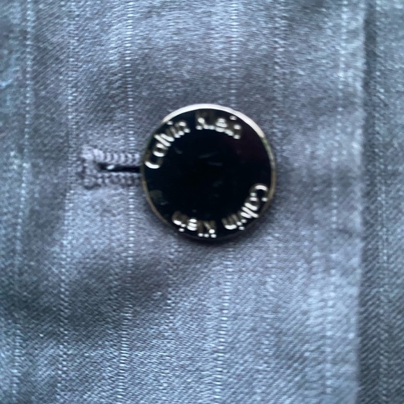 Calvin Klein Black w/Gray Pinstripe Blazer Size 14 - Picture 3 of 5